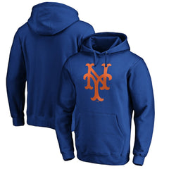 New York Mets Cooperstown Collection Huntington Logo Fitted Pullover Hoodie - Royal - MLB Discount