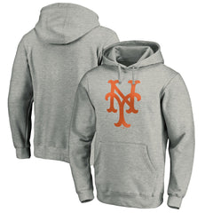 New York Mets Cooperstown Collection Huntington Logo Fitted Pullover Hoodie - Heather Gray - MLB on Sale