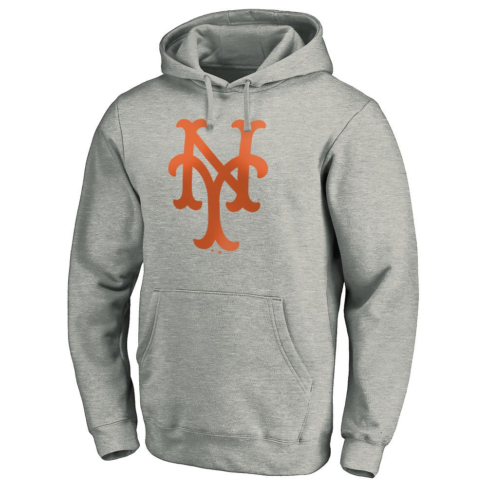 New York Mets Cooperstown Collection Huntington Logo Fitted Pullover Hoodie - Heather Gray - MLB on Sale