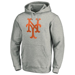 New York Mets Cooperstown Collection Huntington Logo Fitted Pullover Hoodie - Heather Gray - MLB on Sale