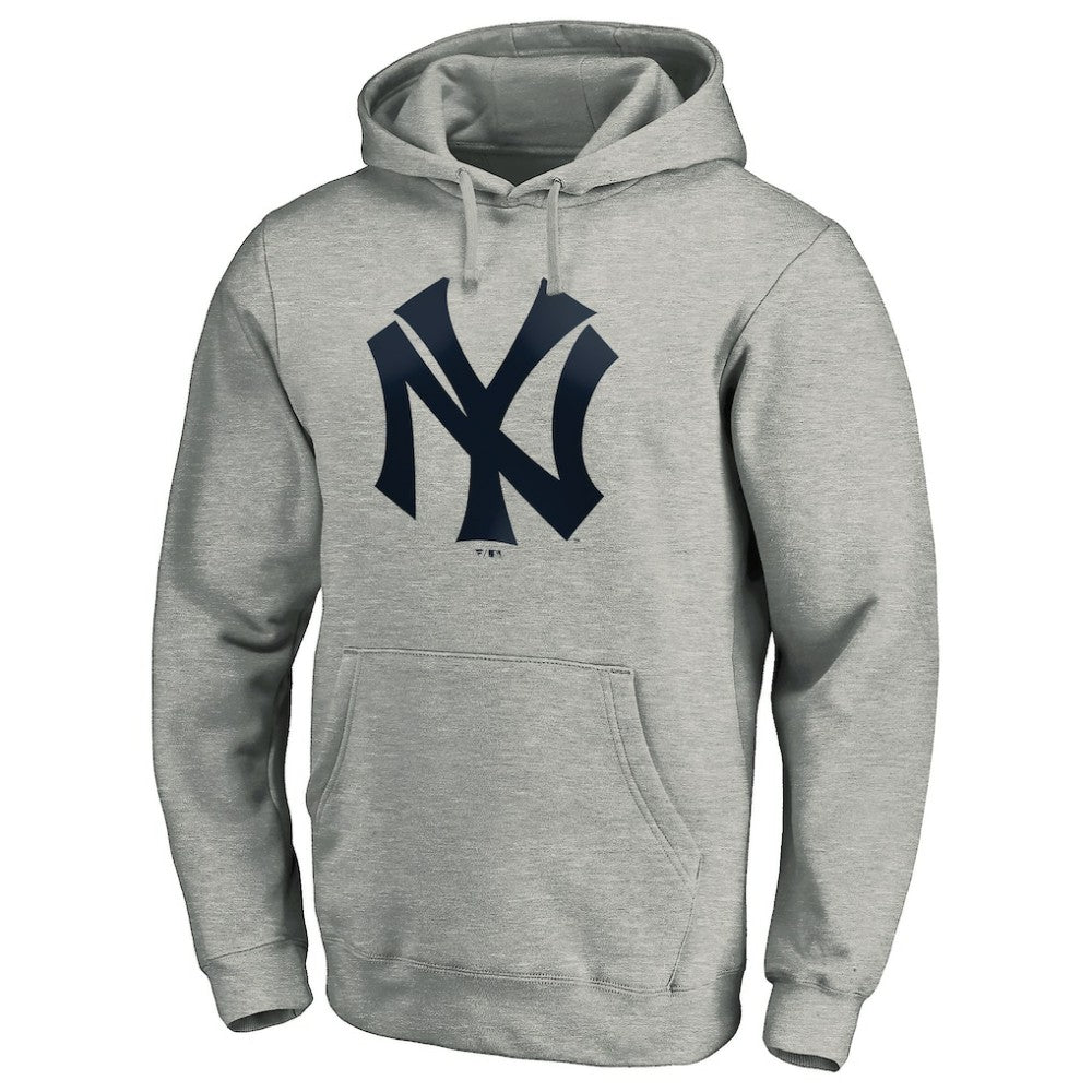 New York Yankees Cooperstown Collection Huntington Logo Fitted Pullover Hoodie - Heather Gray - MLB Discount