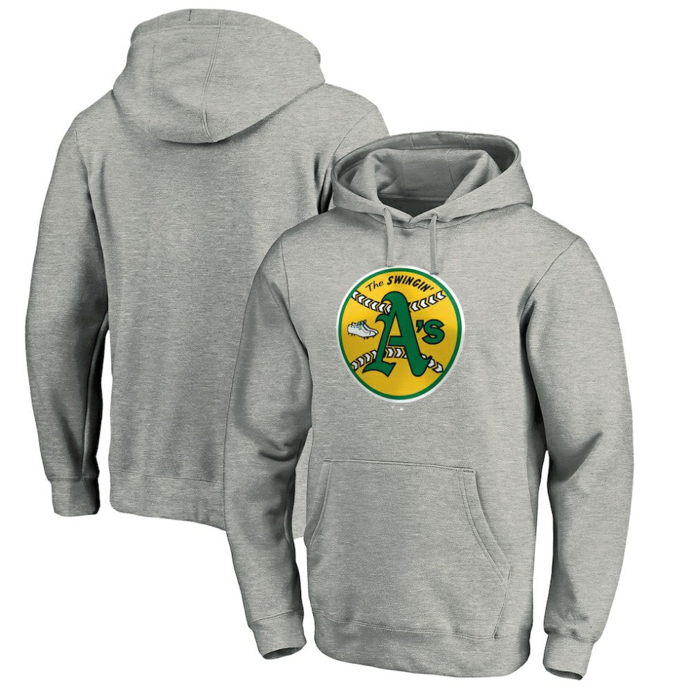 Athletics Cooperstown Collection Huntington Logo Fitted Pullover Hoodie - Heather Gray - MLB Sale