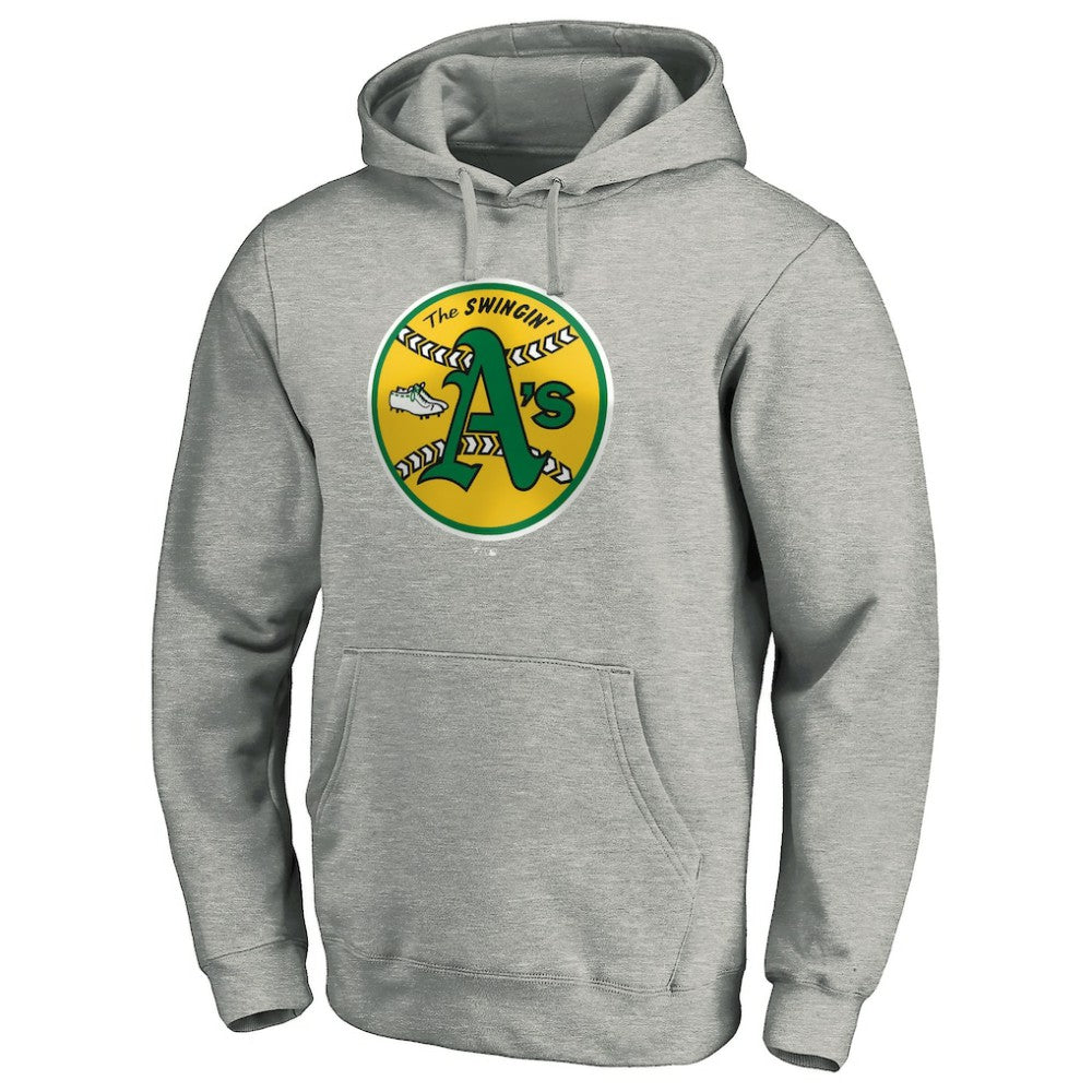 Athletics Cooperstown Collection Huntington Logo Fitted Pullover Hoodie - Heather Gray - MLB Sale