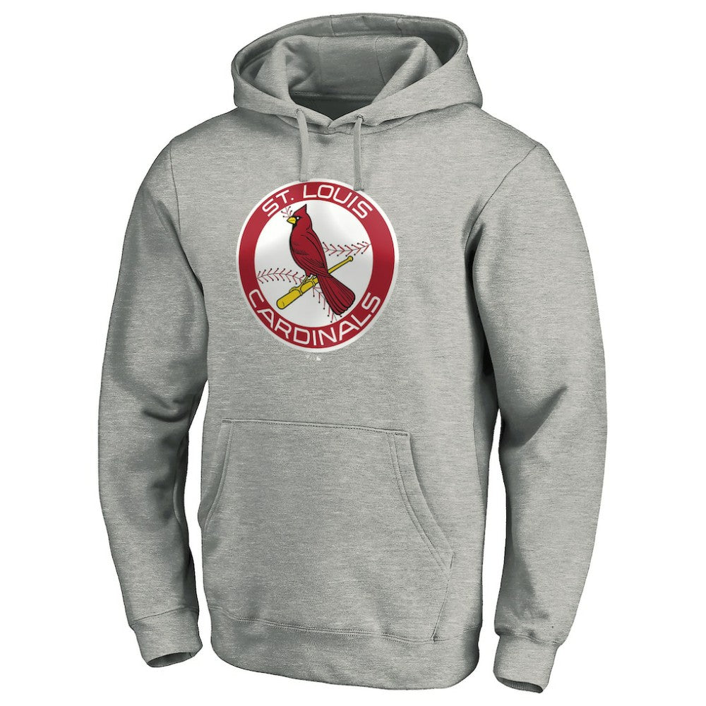 St. Louis Cardinals Cooperstown Collection Huntington Logo Fitted Pullover Hoodie - Heather Gray - MLB Discount