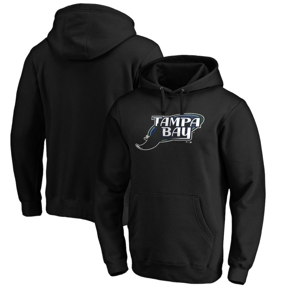 Tampa Bay Rays Cooperstown Collection Huntington Logo Fitted Pullover Hoodie - Black - MLB Lifestyle