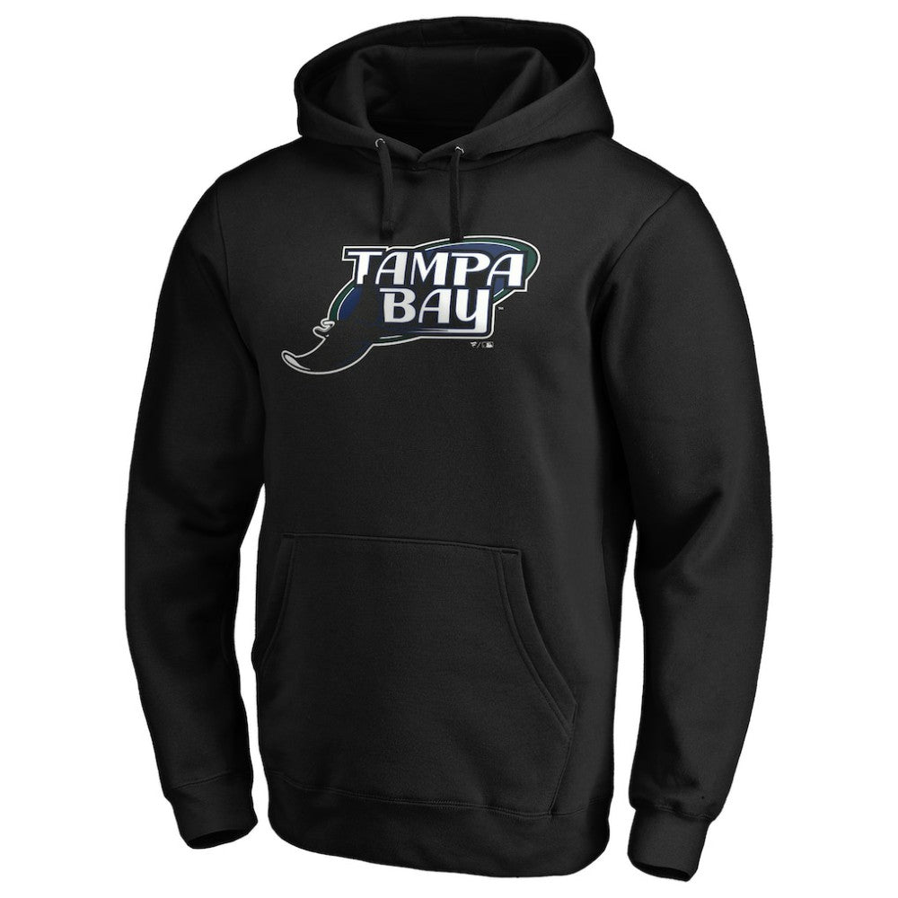 Tampa Bay Rays Cooperstown Collection Huntington Logo Fitted Pullover Hoodie - Black - MLB Lifestyle