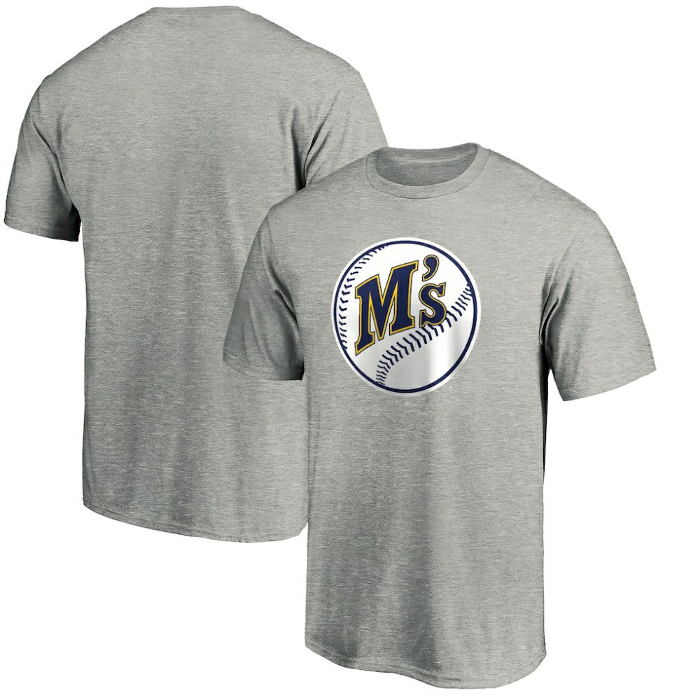 Seattle Mariners Cooperstown Collection Huntington Logo T-Shirt - Heathered Gray - MLB Discount