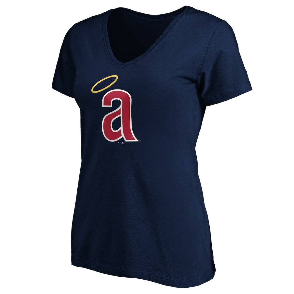 California Angels Women's Cooperstown Collection Huntington Logo V-Neck T-Shirt - Navy - MLB Sale