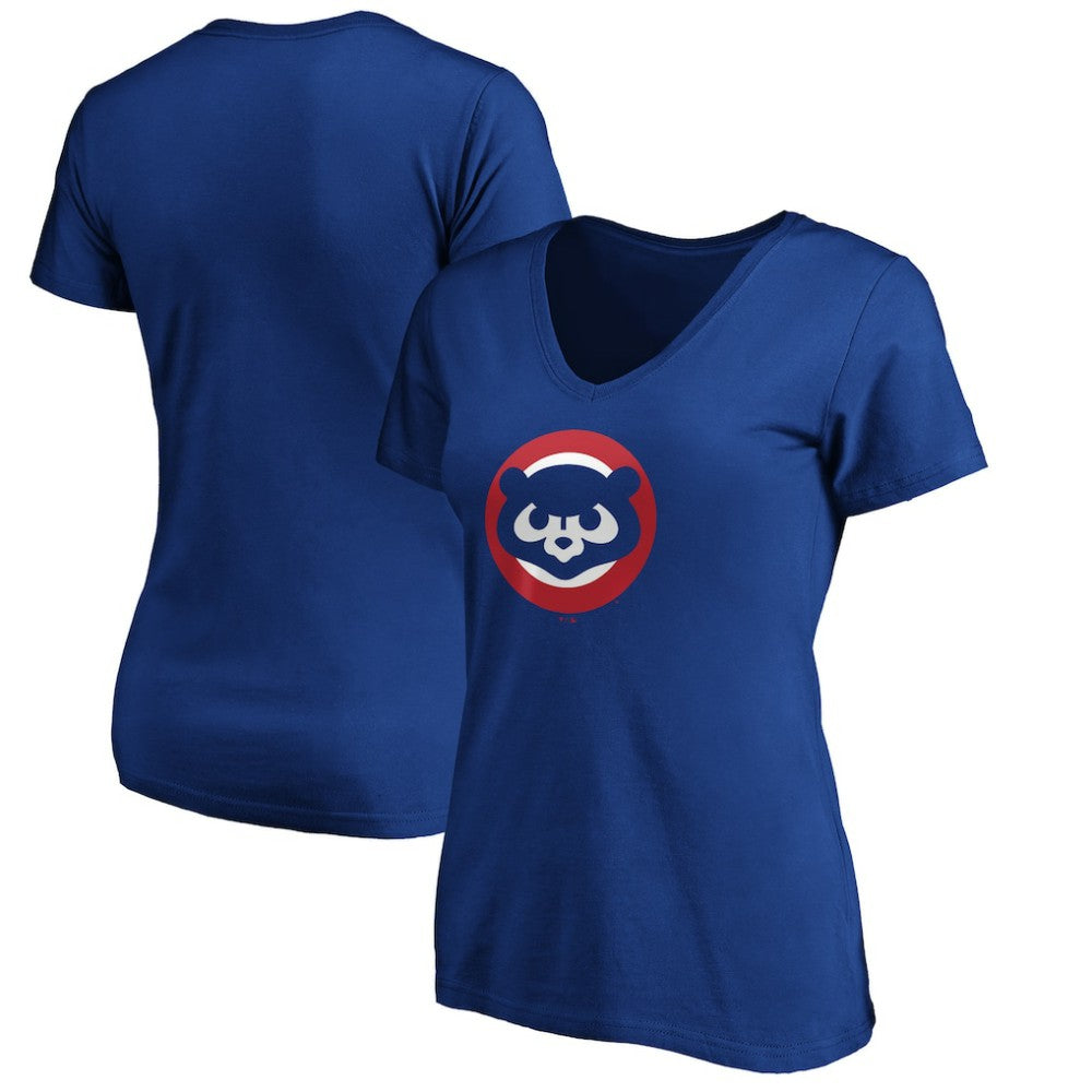 Chicago Cubs Women's Cooperstown Collection Huntington Logo V-Neck T-Shirt - Royal - MLB on Sale
