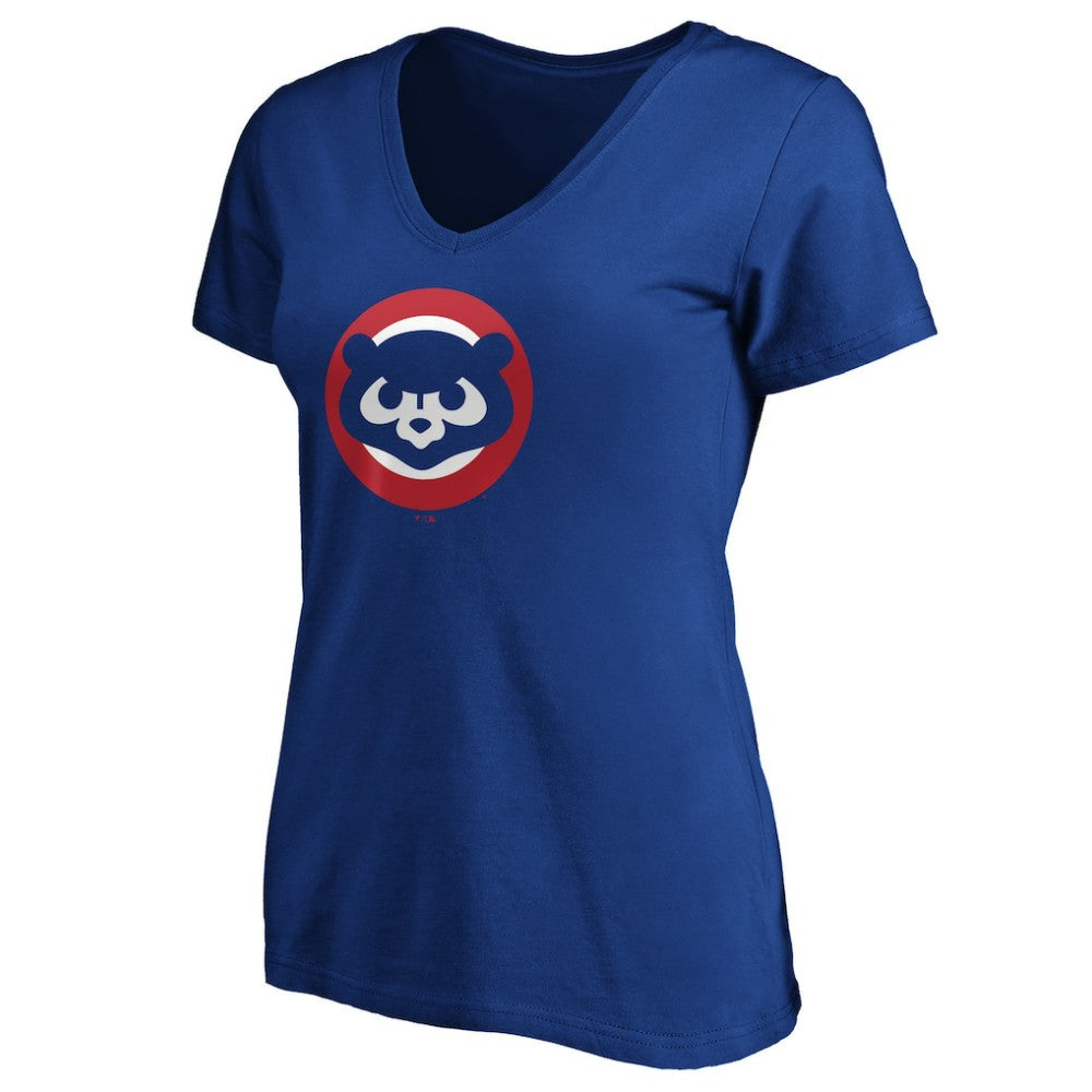 Chicago Cubs Women's Cooperstown Collection Huntington Logo V-Neck T-Shirt - Royal - MLB on Sale