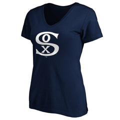 Chicago White Sox Women's Cooperstown Collection Huntington Logo V-Neck T-Shirt - Navy - MLB Sale
