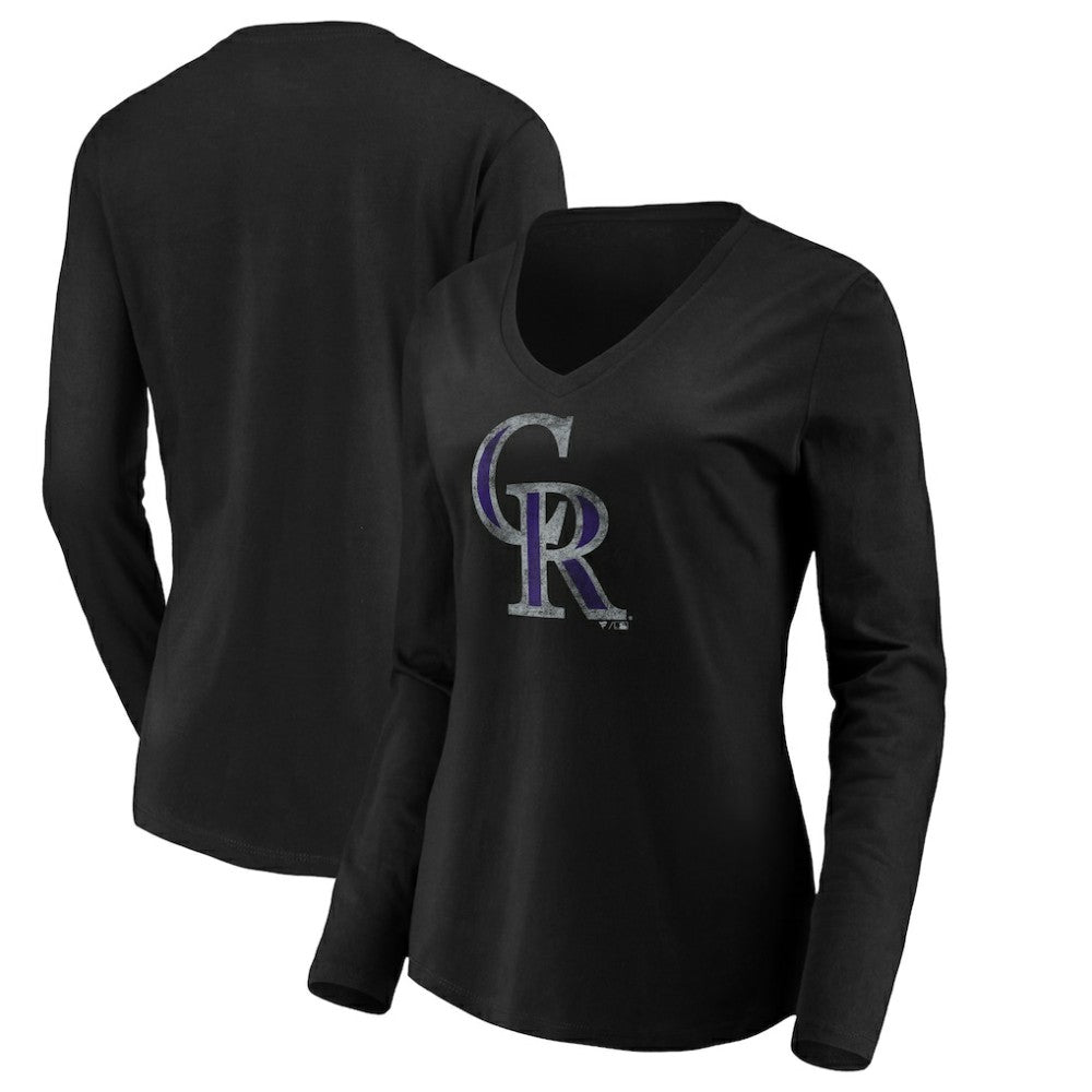 Colorado Rockies Women's Core Distressed Team Long Sleeve T-Shirt - Black - MLB Online