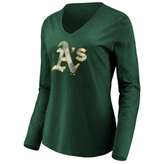 Athletics Women's Core Distressed Team Long Sleeve T-Shirt - Green - MLB Lifestyle