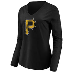 Pittsburgh Pirates Women's Core Distressed Team Long Sleeve T-Shirt - Black - MLB Online