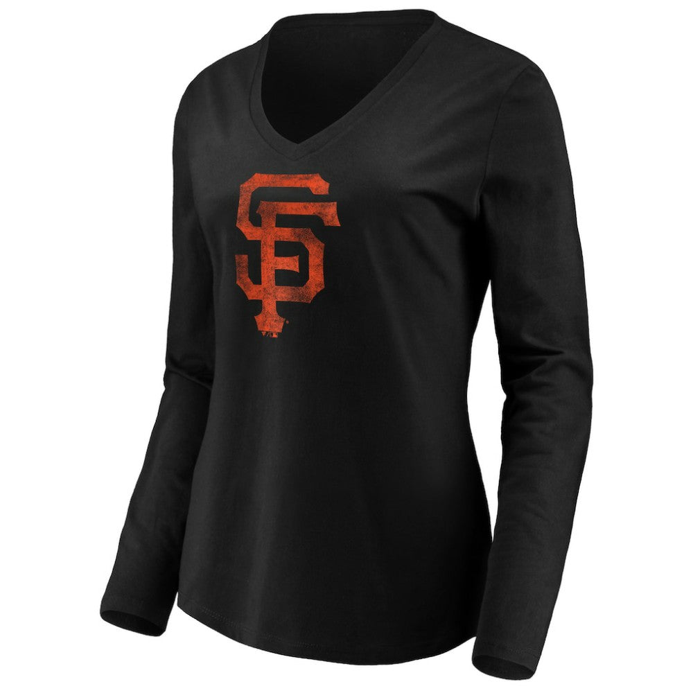 San Francisco Giants Women's Core Distressed Team Long Sleeve T-Shirt - Black - MLB Lifestyle