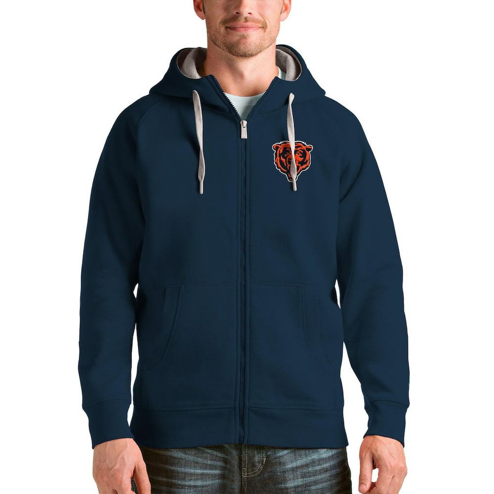 Chicago Bears Antigua Bear Head Victory Full-Zip Hoodie Navy