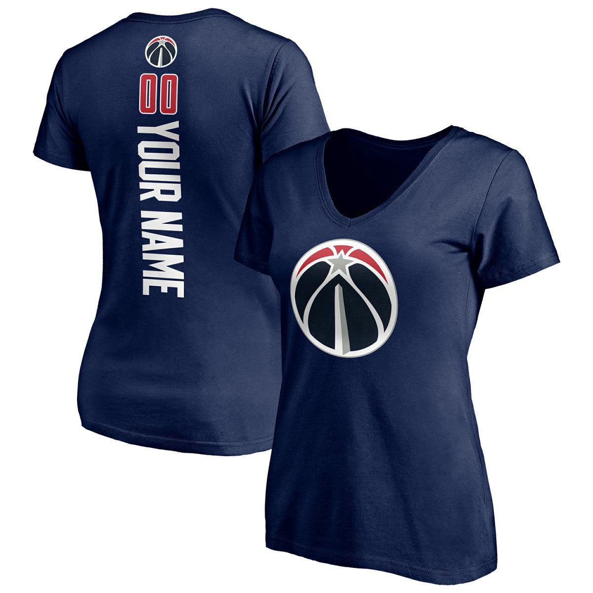 Washington Wizards Women's Playmaker Personalized Name & Number V-Neck T-Shirt Navy