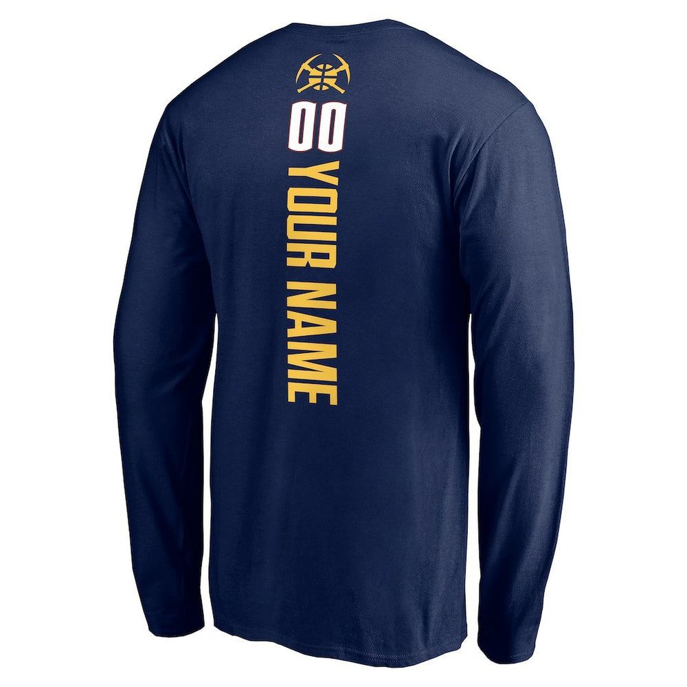 Denver Nuggets Playmaker Personalized Name & Number Long Sleeve T-Shirt Navy