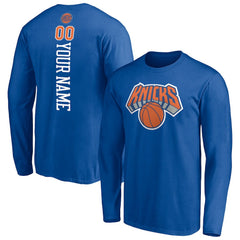 New York Knicks Playmaker Personalized Name & Number Long Sleeve T-Shirt Blue