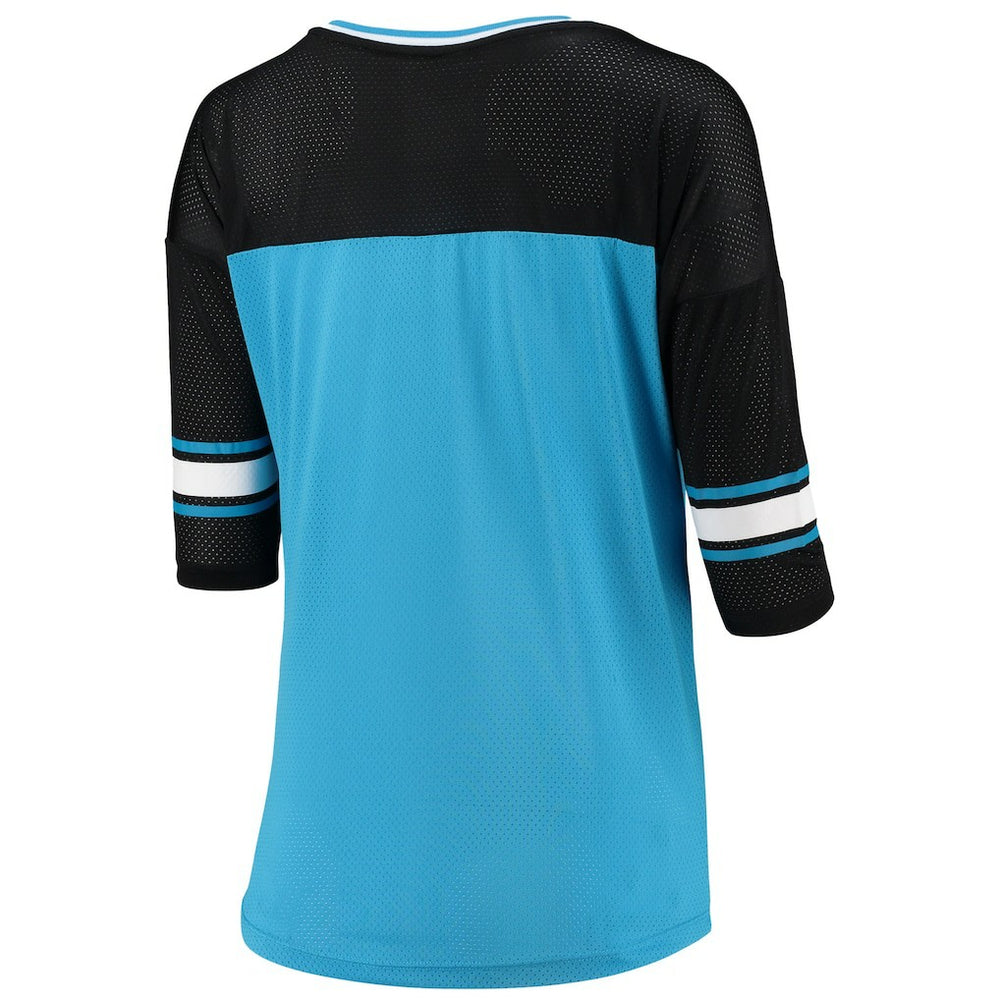 Carolina Panthers 5th & Ocean by New Era Women's Mesh Long Sleeve T-Shirt Blue