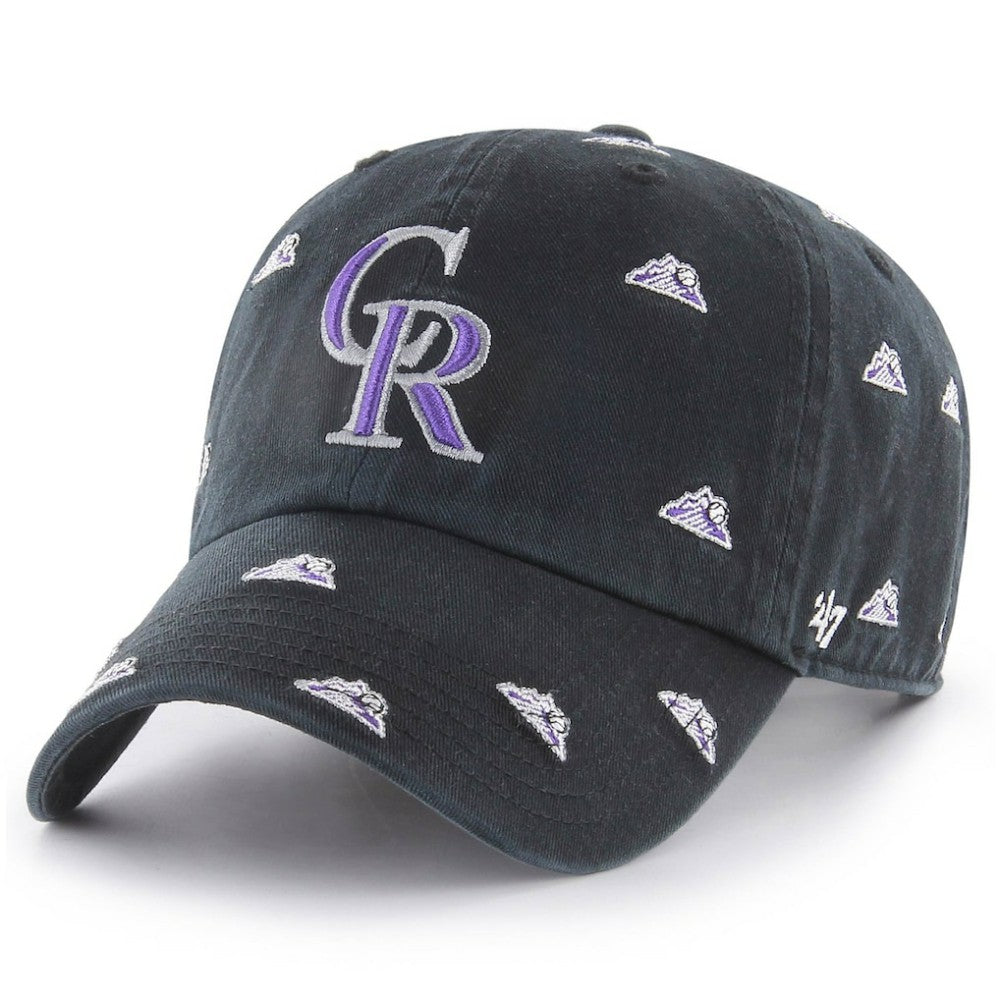Colorado Rockies '47 Women's Confetti Clean Up Adjustable Hat - Black - 47 brand Lifestyle