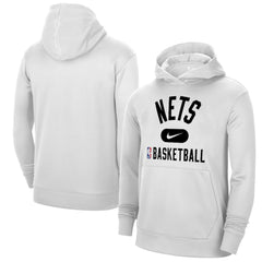 Brooklyn Nets 2021-2022 Spotlight On Court Performance Practice Pullover Hoodie White | Nike Lifestyle