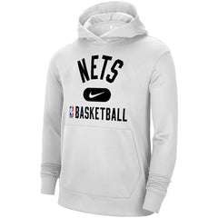 Brooklyn Nets 2021-2022 Spotlight On Court Performance Practice Pullover Hoodie White | Nike Lifestyle