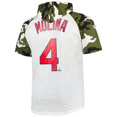 Yadier Molina St. Louis Cardinals Player Big & Tall Raglan Hoodie T-Shirt - White/Camo - MLB Sale