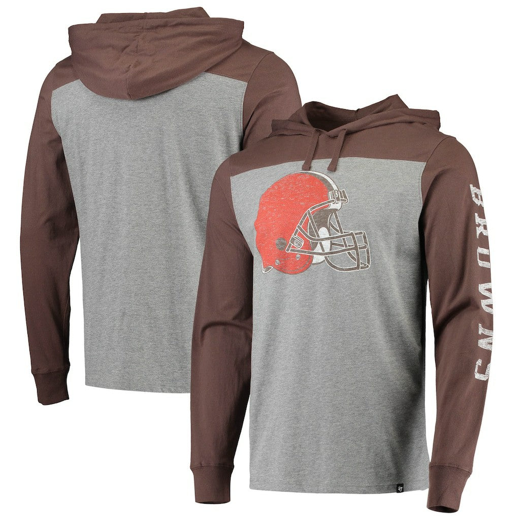47 brand Cleveland Browns '47 Franklin Wooster Long Sleeve Hoodie T-Shirt Heathered Gray/Brown