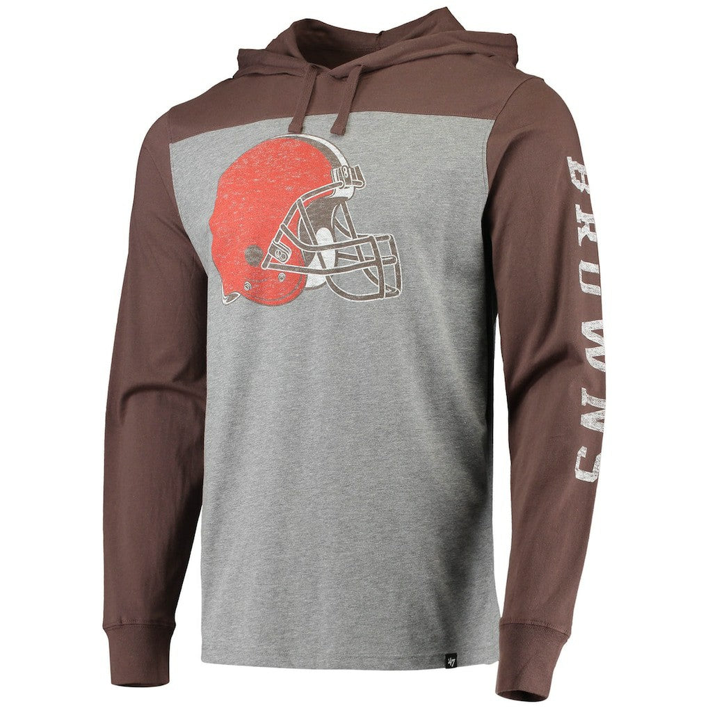 47 brand Cleveland Browns '47 Franklin Wooster Long Sleeve Hoodie T-Shirt Heathered Gray/Brown