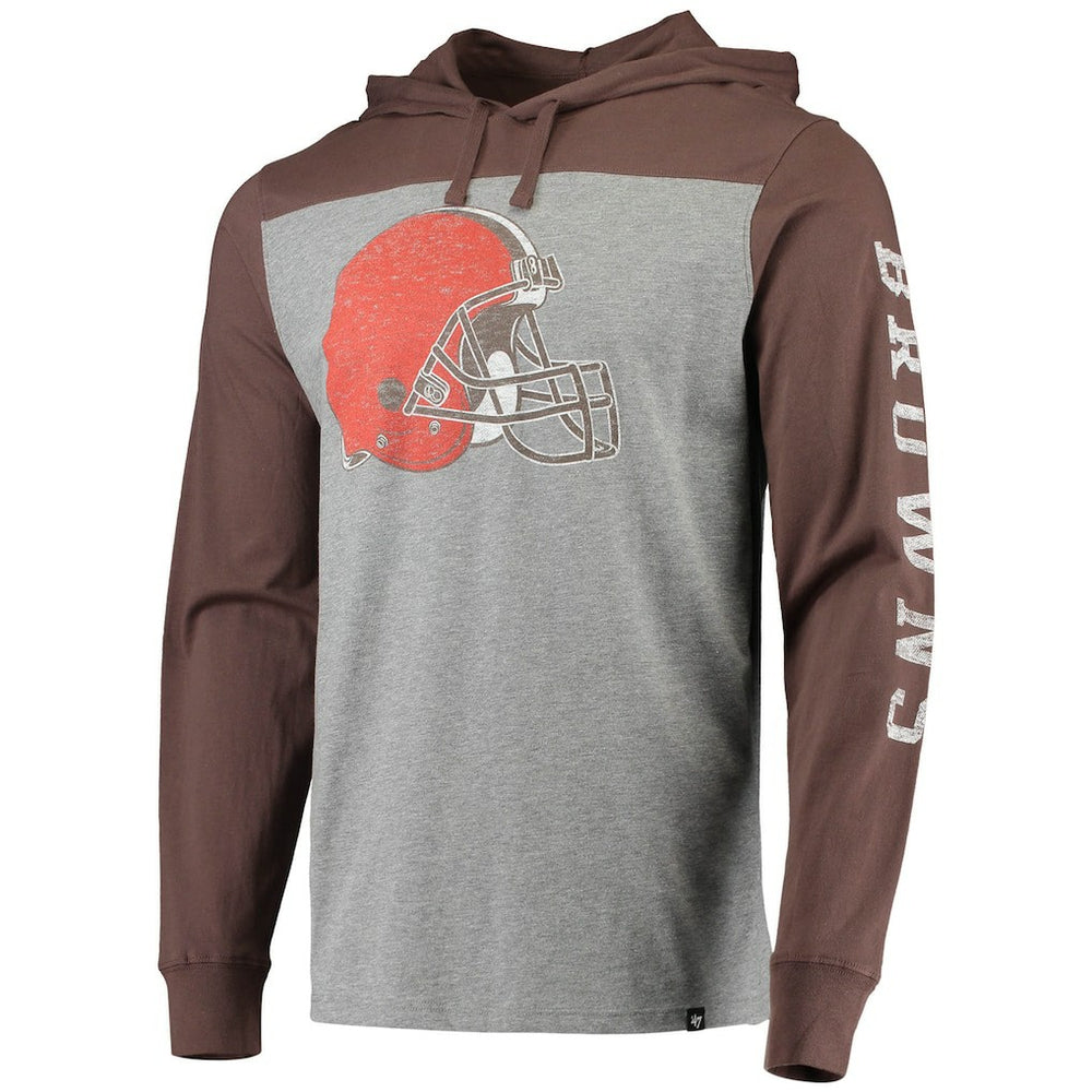 47 brand Cleveland Browns '47 Franklin Wooster Long Sleeve Hoodie T-Shirt Heathered Gray/Brown