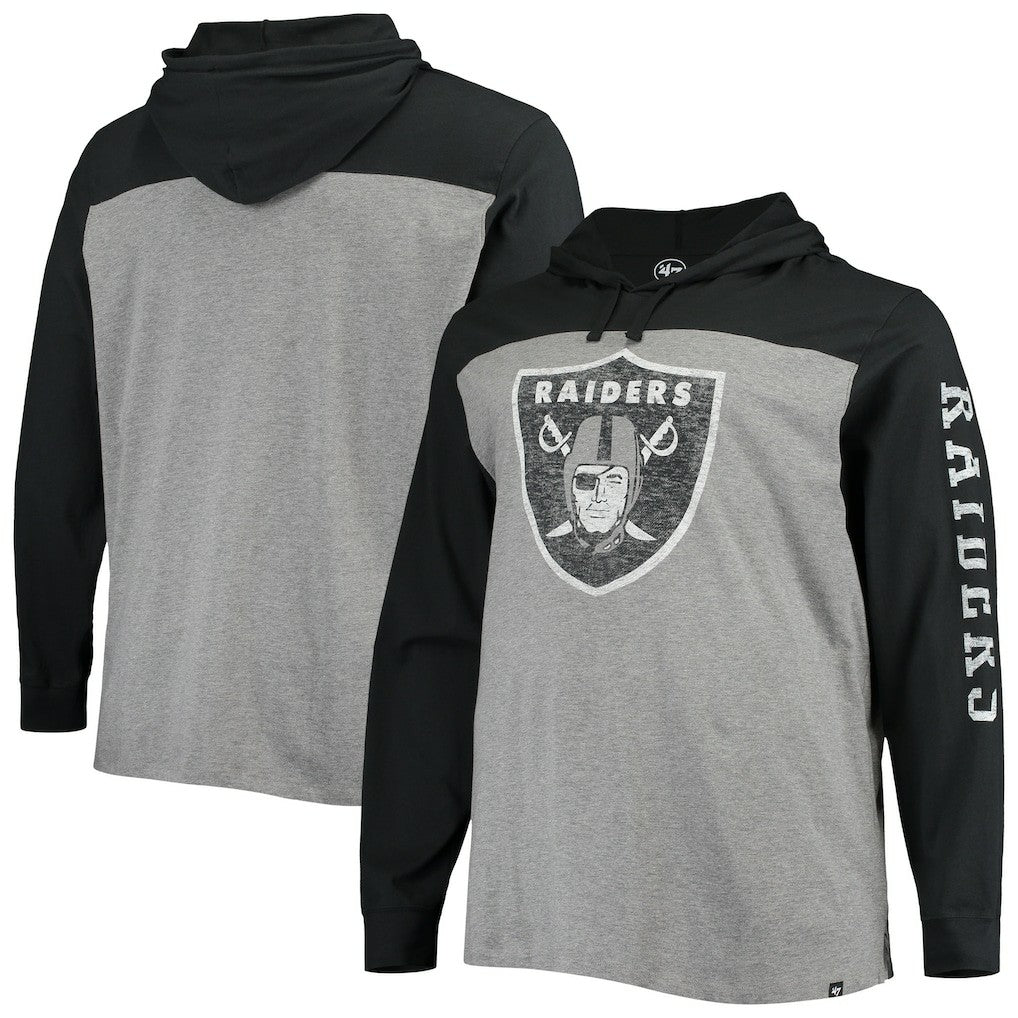 47 brand Las Vegas Raiders '47 Franklin Wooster Long Sleeve Hoodie T-Shirt Heathered Gray/Black