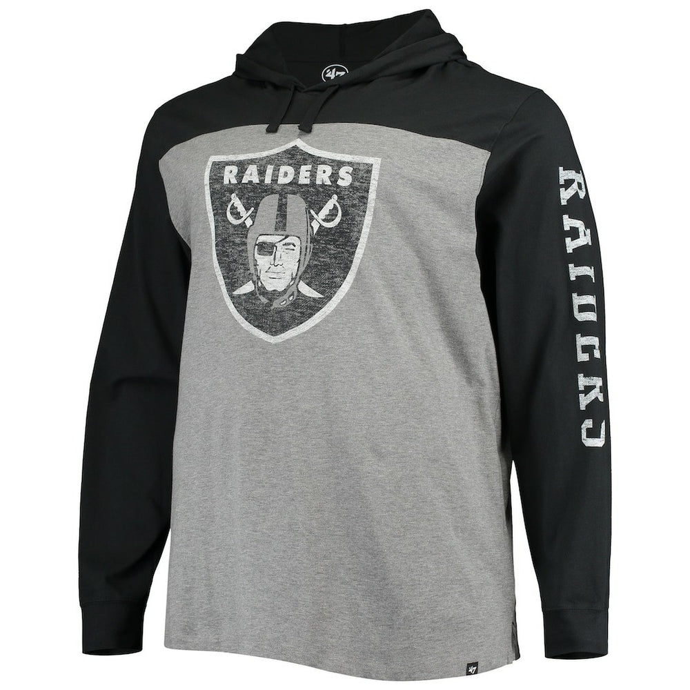 47 brand Las Vegas Raiders '47 Franklin Wooster Long Sleeve Hoodie T-Shirt Heathered Gray/Black