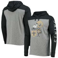 47 brand New Orleans Saints '47 Franklin Wooster Throwback Long Sleeve Hoodie T-Shirt Heathered Gray
