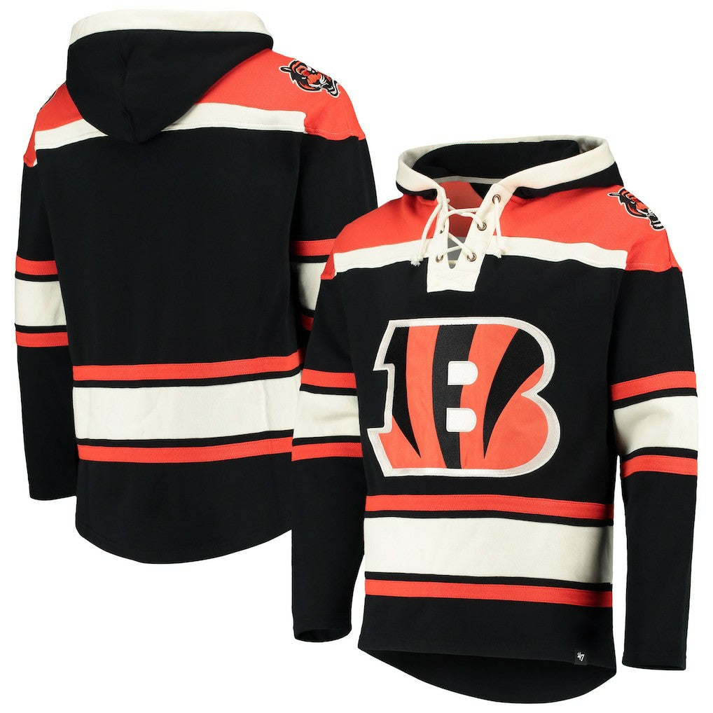 47 brand Cincinnati Bengals '47 Lacer V-Neck Pullover Hoodie Black