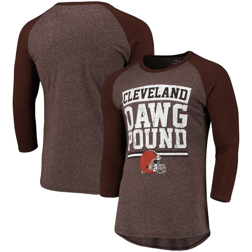 Fanatics Cleveland Browns Pastime Raglan 3/4-Sleeve T-Shirt Heathered Brown