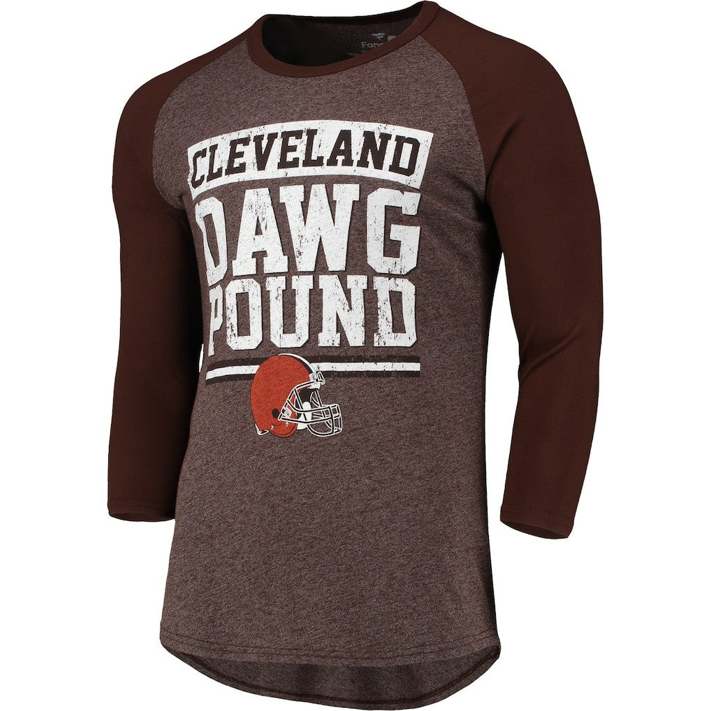Fanatics Cleveland Browns Pastime Raglan 3/4-Sleeve T-Shirt Heathered Brown