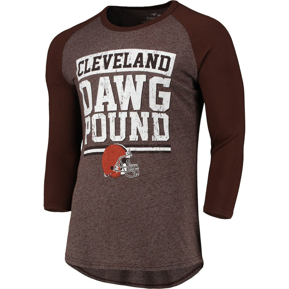 Fanatics Cleveland Browns Pastime Raglan 3/4-Sleeve T-Shirt Heathered Brown