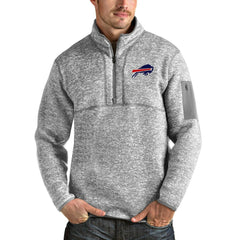 Buffalo Bills Antigua Team Logo Fortune Quarter-Zip Pullover Jacket Heather Gray