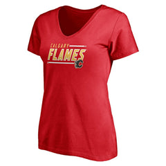 Calgary Flames Fanatics Women's Plus Size Mascot In Bounds V-Neck T-Shirt - Red - NHL 4179083