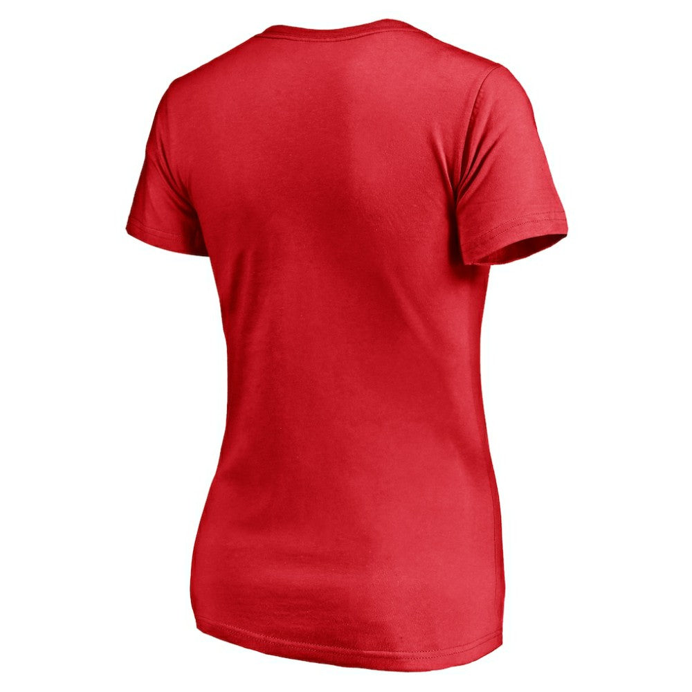 Calgary Flames Fanatics Women's Plus Size Mascot In Bounds V-Neck T-Shirt - Red - NHL 4179083