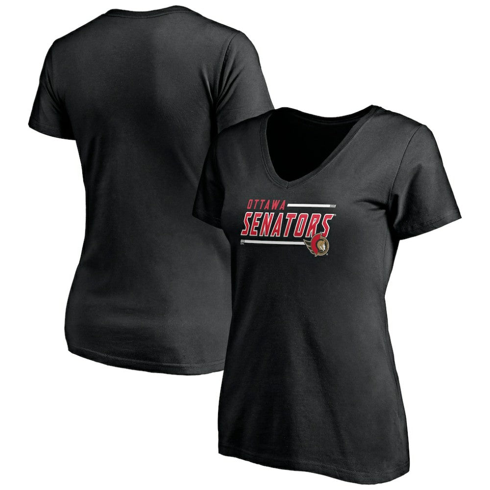 Ottawa Senators Fanatics Women's Plus Size Mascot In Bounds V-Neck T-Shirt - Black - NHL 4179091