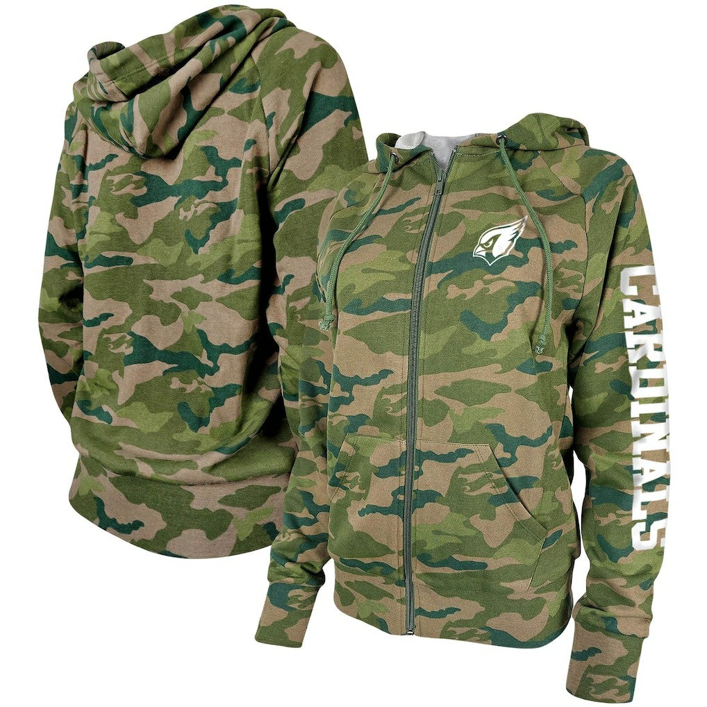 Arizona Cardinals New Era Women's Raglan Full-Zip Hoodie Camo