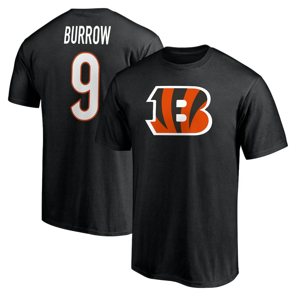 Fanatics Joe Burrow Cincinnati Bengals Player Icon Name & Number T-Shirt Black