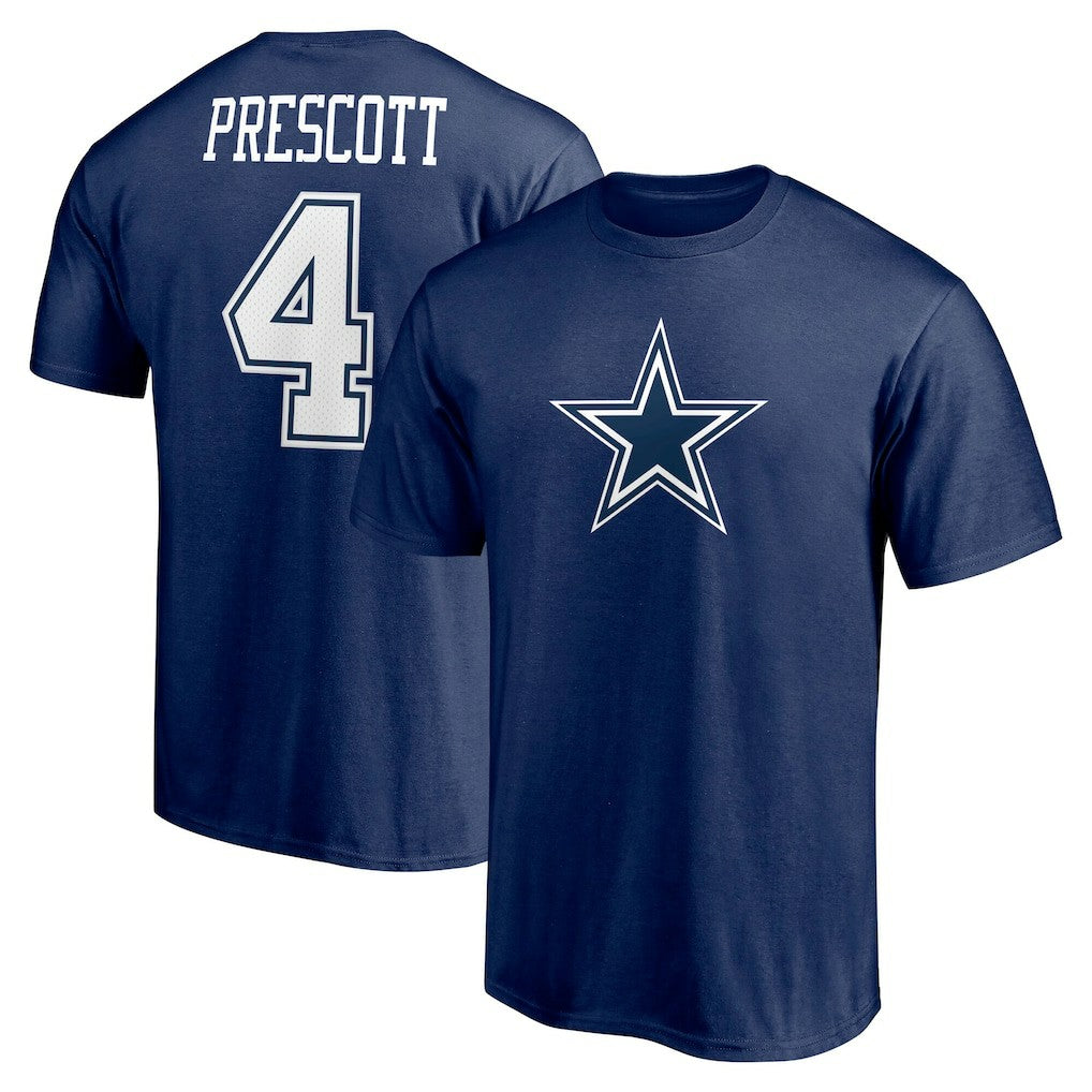 Fanatics Dak Prescott Dallas Cowboys Player Icon Name & Number T-Shirt Navy