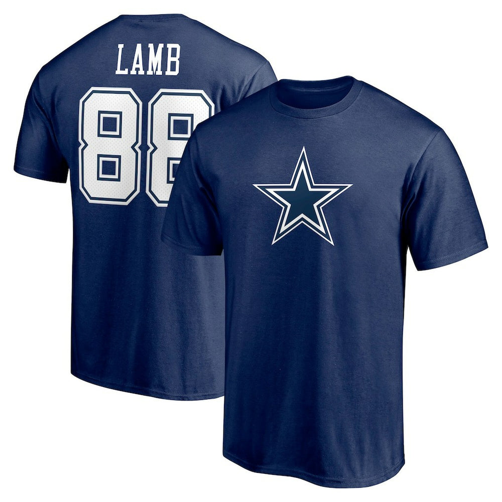 Fanatics CeeDee Lamb Dallas Cowboys Player Icon Name & Number T-Shirt Navy