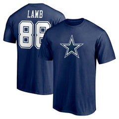 Fanatics CeeDee Lamb Dallas Cowboys Player Icon Name & Number T-Shirt Navy