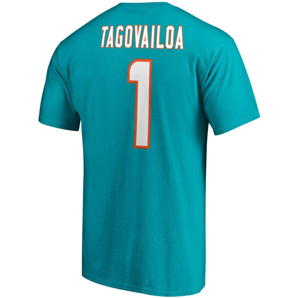 Fanatics Tua Tagovailoa Miami Dolphins Player Icon Name & Number T-Shirt Aqua