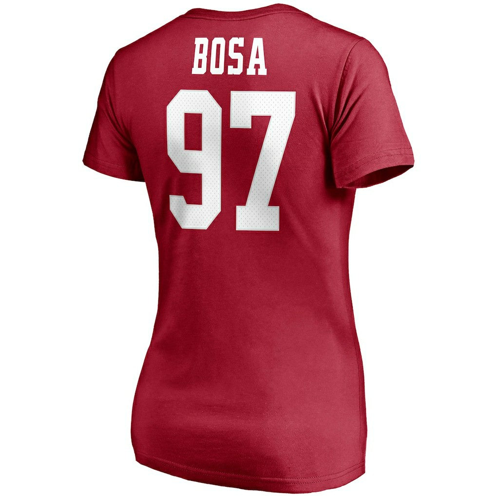 Fanatics Nick Bosa San Francisco 49ers Women's Player Icon Name & Number V-Neck T-Shirt Scarlet