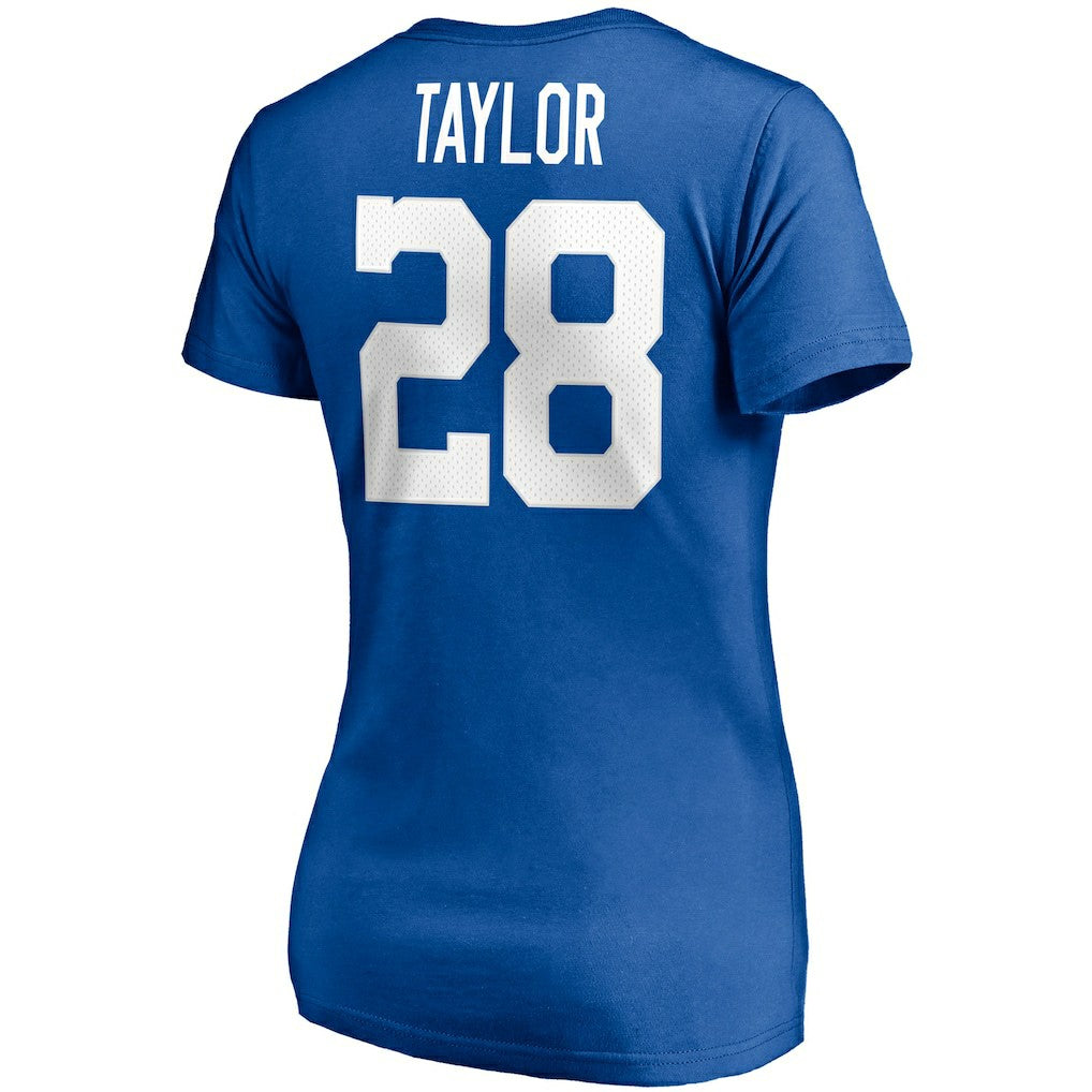 Fanatics Jonathan Taylor Indianapolis Colts Women's Player Icon Name & Number V-Neck T-Shirt Royal